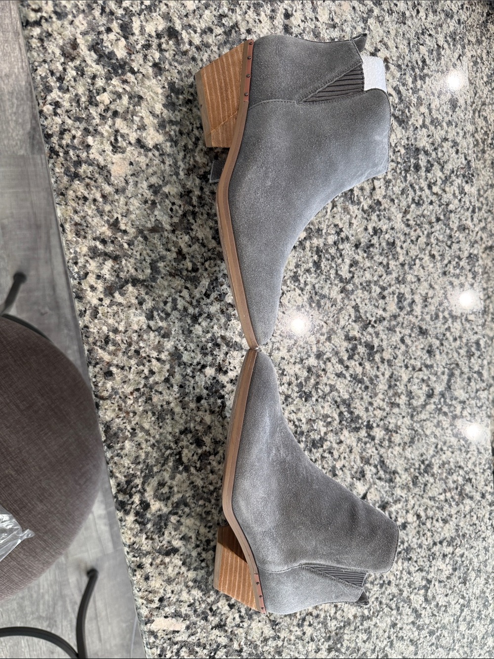 Dr. Scholl's Grey Suede Low Heel Chelsea Ankle Boots
